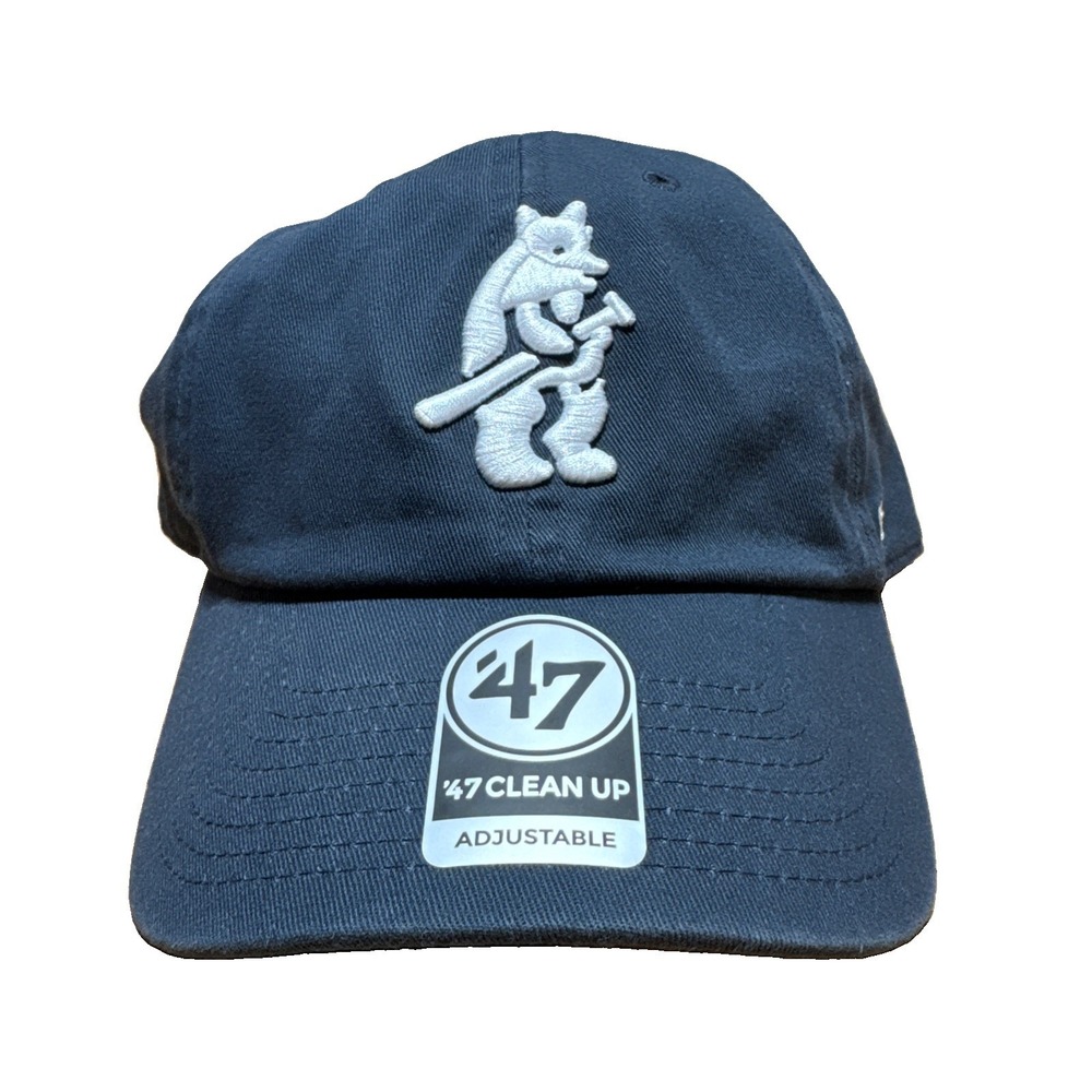 Chicago Cubs 47 Brand Clean Up Adjustable Strap Hat Cooperstown Vintage Navy MLB